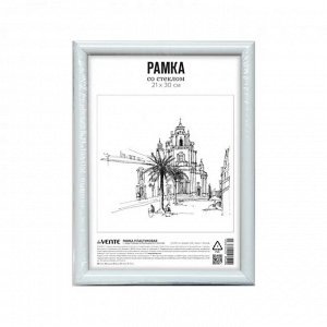 Рамка А4, 21х30 см, пластиковая, белая, акриловое стекло, deVENTE