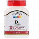 21st Century, D3, 10,000 IU, 110 таблеток
