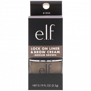 E.L.F. Cosmetics, Lock On, крем для бровей и подводка, средний-коричневый, 0,19 унц. (5,5 г)