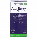 Natrol, AcaiBerry Diet, суперпродукты асаи и зеленый чай, 60 вегетарианских капсул