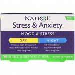 Natrol, Stress &amp; Anxiety, Day &amp; Night, Two 10 Tablet Blister Packs (20 Total)