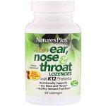 Nature&#039;s Plus, Добавка для взрослых «Ухо, Горло, Нос» со вкусом вишни, 60 таблеток для рассасывания