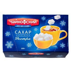 Сахар Сахар Чайкофский Экстра 1 кг 
Сахар белый кусковой свекловичный — это прессованный продукт категории экстра, произведенный в соответствии с ГОСТ 33222-2015. Сырье подвергается высокой степени оч