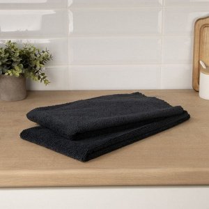 Тряпка для пола Raccoon, 220 г/м², 60x80 см, микрофибра, ультразвуковая обработка края, 2 шт, черная