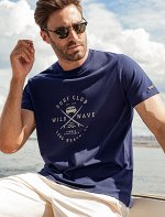 Футболка из премиального хлопка с авторским принтом т.синий_surf club