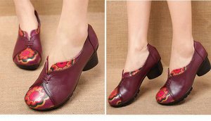 Туфли Экстравагантные туфли в китайском стиле,круглый носок,невысокий ромбовидный каблук,подошва с мягкими шипами,ручная роспись,кожаные ремешки соединяющие союзки,неординарный образСоответствие разме