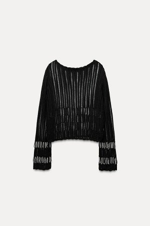 Топ Цвет как на первом фото ТОП-СВИТЕР ИЗ СЕТОЧНОЙ ТКАНИ С КАМНЯМИ (PULLOVER-TOP AUS NETZSTOFF MIT SCHMUCKSTEINEN) Слегка прозрачный верх-пуловер из сетчатой ткани. Круглый вырез. Длинные рукава. Деко
