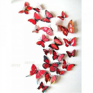 Бабочки с магнитом 3D, красный