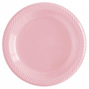 223009 Тарелка пластиковая "Делюкс", розовый, 23 см, 10 шт.