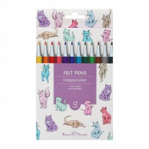 Фломастеры 12 цветов HappyColor