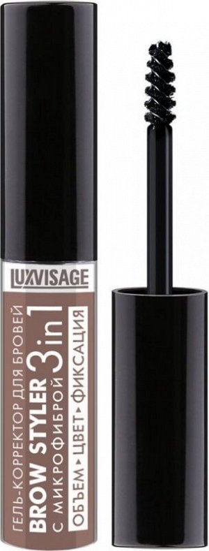 Люксвизаж Гель-корректор для бровей LUXVISAGE с микрофиброй, тон 03 Мокаччино, LUXVISAGE