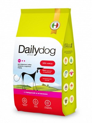 Сухой корм Dailydog Breeder  для взрослых собак средних и крупных пород c Ягненком и Говядиной. 18 кг. Премиум. Россия