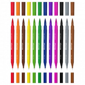 Двусторонние фломастеры для скетчинга ""Brush&Fineliner"", 12цв, кисть+линер, смываемые, РЕТ бокс, евр