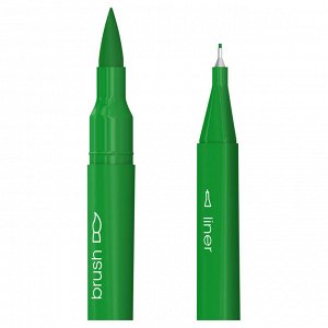 Двусторонние фломастеры для скетчинга ""Brush&Fineliner"", 12цв, кисть+линер, смываемые, РЕТ бокс, евр