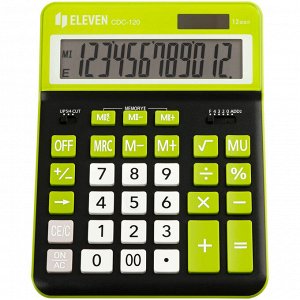 Калькулятор настольный Eleven CDC-120-BK/GN, 12 разрядов, двойное питание, 155*206*38мм, черный/сала