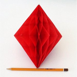 Ромб подвеска бумажная соты 18 х 7см красный