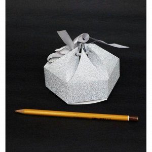 Коробка складная бонбоньерка 18 х 6 х 9 см цвет серебро