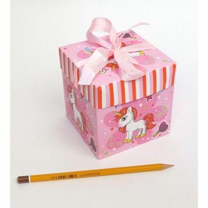 Коробка складная Единорог на розовом 10 х 10 х 10 см YXL-5031S-2