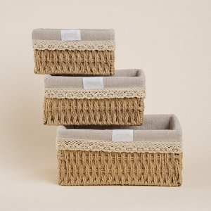 Корзины для хранения SL Home, плетёные, ручной работы, 3 шт.: 18x12x9,5, 22x16.5x10,5, 26x20x11.5
