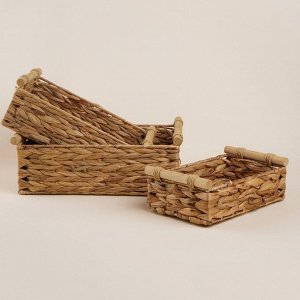 Корзины для хранения SL Home, плетёные, ручной работы, 3 шт., 27x16x9 см, 31x20x12 см, 35x24x13 см