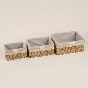 Корзины для хранения SL Home, плетёные, ручной работы, 3 шт.: 18x12x9,5, 22x16.5x10,5, 26x20x11.5