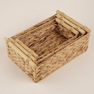 Корзины для хранения SL Home, плетёные, ручной работы, 3 шт., 27x16x9 см, 31x20x12 см, 35x24x13 см
