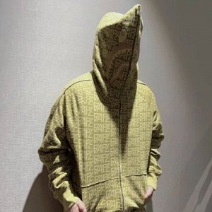 Толстовка на молнии с капюшоном, свободного кроя, с буквенным принтом и нашивками, как на фото