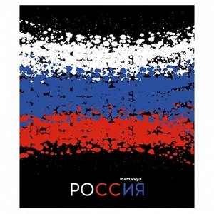 Тетрадь 48л., А5, клетка, Апплика "Россия", скрепка, мелованный картон