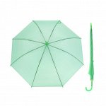 Зонт полуавтоматический «Однотонный», R = 46 см, цвет зелёный/прозрачный