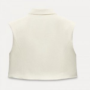 Короткий жилет с клапанами, экрю | 7982/272