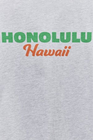 Футболка с надписью honolulu, серый с меланжевым эффектом | 0085/834