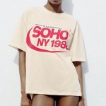 ФУТБОЛКА С НАДПИСЬЮ SOHO NY, ВАНИЛЬНЫЙ | 0085/822