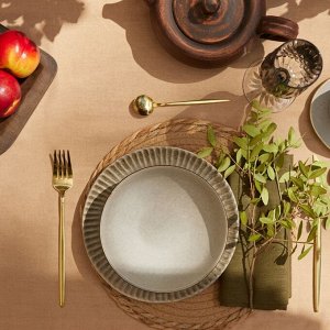 Скатерть Этель ECO, цв.бежевый, 136х220 см, 70% хл, 30% лён, 190 г/м2