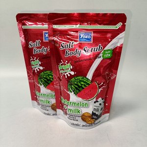 Скраб для тела Yoko солевой Арбуз и Молоко с кожурой грецкого ореха Spa Salt, 350гр Отбеливающий, расглаживающий эффект