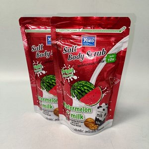 Скраб для тела Yoko солевой Арбуз и Молоко с кожурой грецкого ореха Spa Salt, 350гр Отбеливающий, расглаживающий эффект