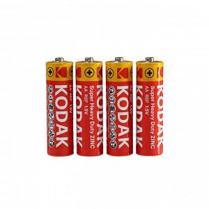 Батарейка солевая Kodak Super Heavy Duty, AA, R6-4S, 1.5 В, спайка, 4 шт.