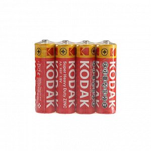 Батарейка солевая Kodak Super Heavy Duty, AA, R6-4S, 1.5 В, спайка, 4 шт.