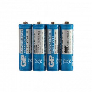 Батарейка солевая GP PowerPlus Heavy Duty, AA, R6-4S, 1.5 В, спайка, 4 шт.