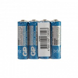 Батарейка солевая GP PowerPlus Heavy Duty, AA, R6-4S, 1.5 В, спайка, 4 шт.