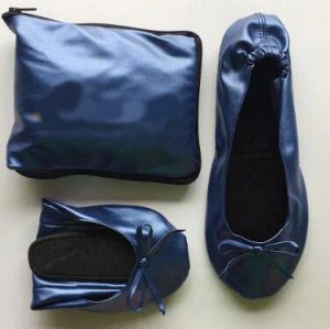 Чешки-балетки синие+сумочка