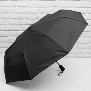 Зонт полуавтоматический, 3 сложения, 9 спиц, R = 50 см, цвет чёрный