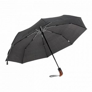 Зонт автоматический «Полоска», 3 сложения, 8 спиц, R = 51 см, цвет чёрный