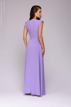 Платье лиловое длины макси с глубоким декольте