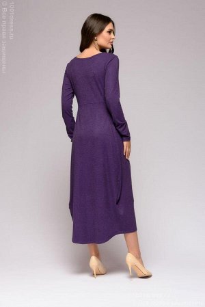 Платье фиолетовое свободного кроя с длинными рукавами