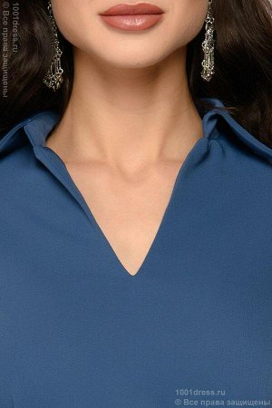 Платье-рубашка разноуровневое синее