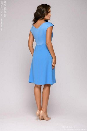 Платье коктейльное голубое длины мини