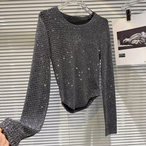 Лонгслив женский PLUS SIZE, со стразами