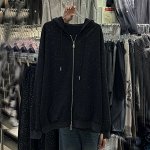 Женская кофта со стразами, длинными рукавами и капюшоном, на молнии, цвет чёрный
