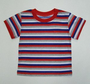 Фуфайка (футболка) для мальчика Цвет:полоска белая, серая, красная и Т.СИНЯЯ