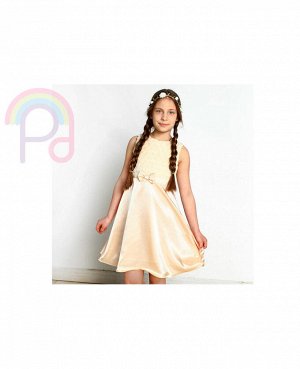 Бежевое нарядное платье для девочки Цвет: бежевый